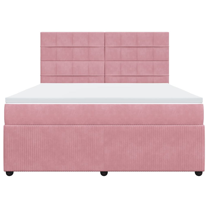 Pat box spring cu saltea, roz, 180x200 cm, catifea - WALTI WALTI
