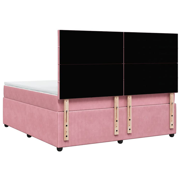 Pat box spring cu saltea, roz, 180x200 cm, catifea - WALTI WALTI