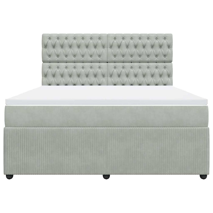 Pat box spring cu saltea, gri deschis, 180x200 cm, catifea WALTI