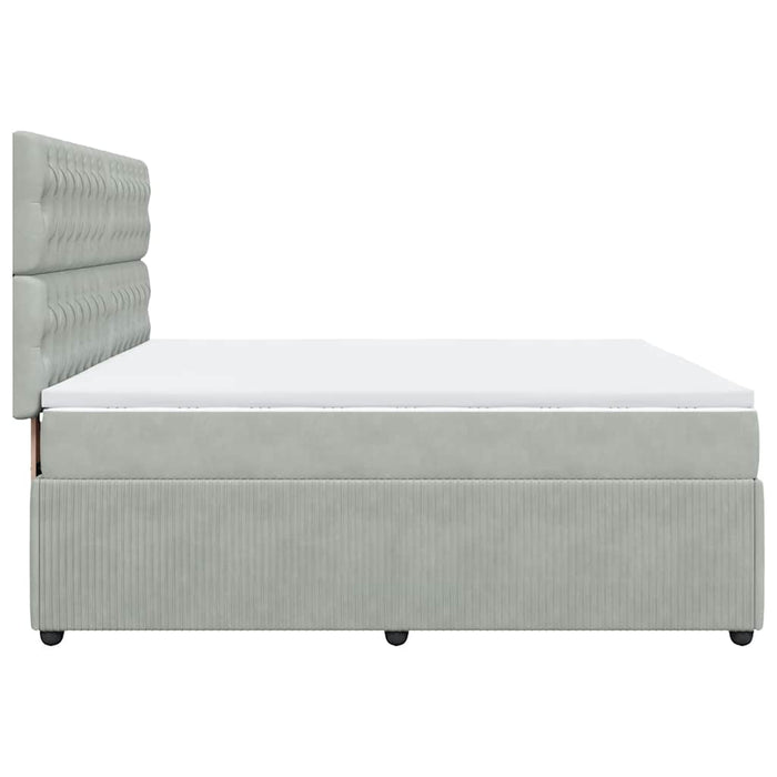 Pat box spring cu saltea, gri deschis, 180x200 cm, catifea WALTI