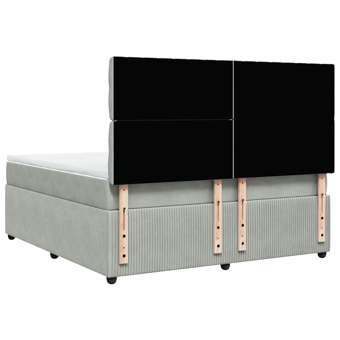 Pat box spring cu saltea, gri deschis, 180x200 cm, catifea WALTI