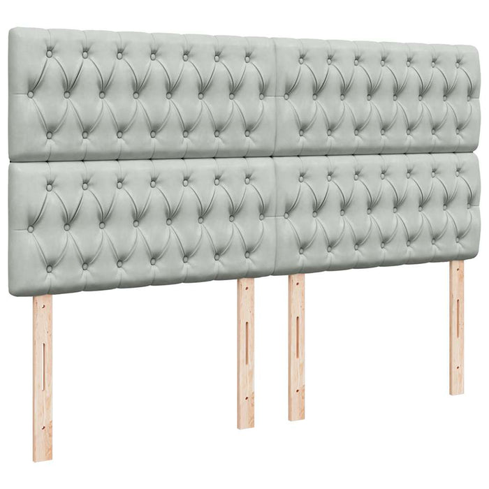 Pat box spring cu saltea, gri deschis, 180x200 cm, catifea WALTI