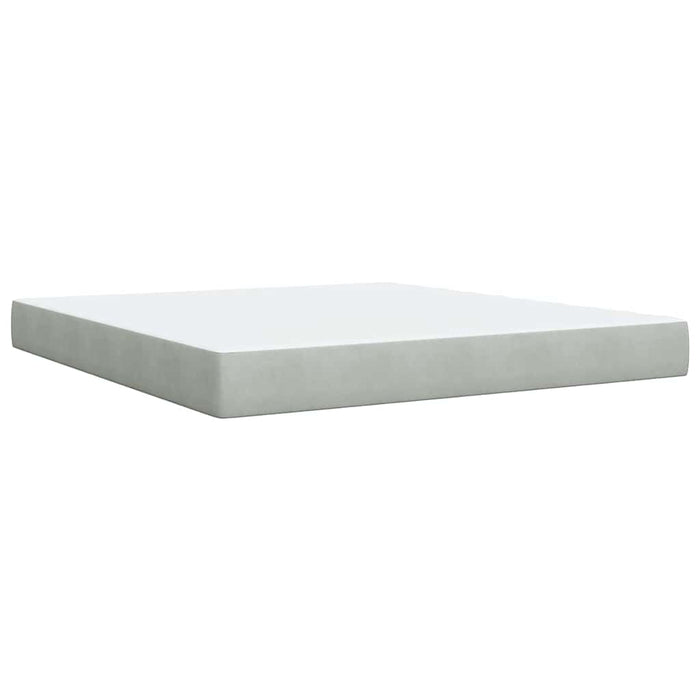 Pat box spring cu saltea, gri deschis, 180x200 cm, catifea WALTI