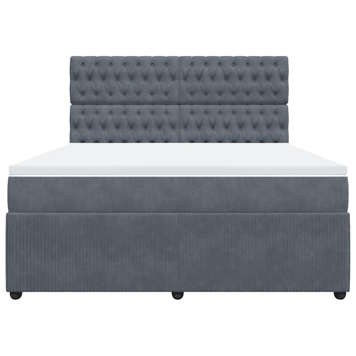 Pat box spring cu saltea, gri închis, 180x200 cm, catifea - WALTI WALTI