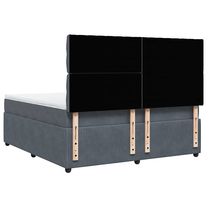 Pat box spring cu saltea, gri închis, 180x200 cm, catifea - WALTI WALTI