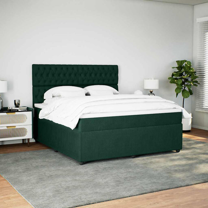 Pat box spring cu saltea, verde închis, 180x200 cm, catifea - WALTI WALTI