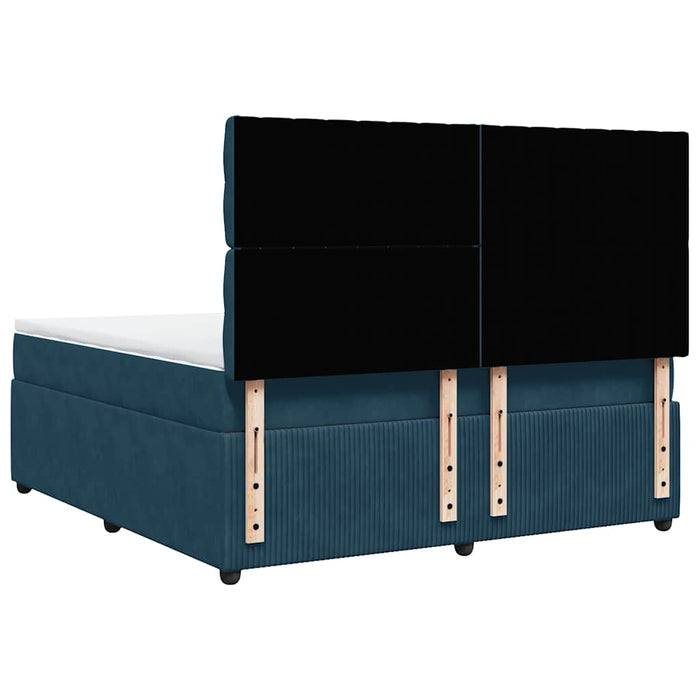 Pat box spring cu saltea, albastru închis, 180x200 cm, catifea WALTI