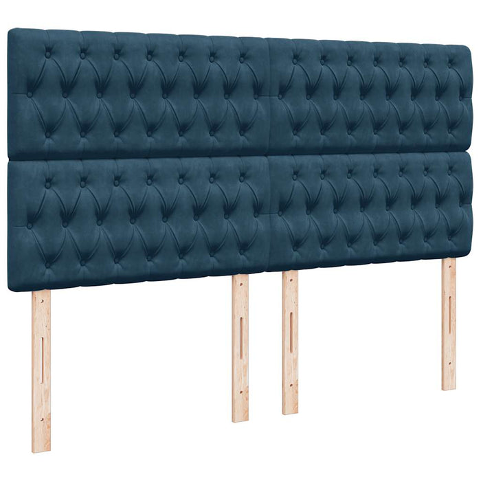 Pat box spring cu saltea, albastru închis, 180x200 cm, catifea WALTI