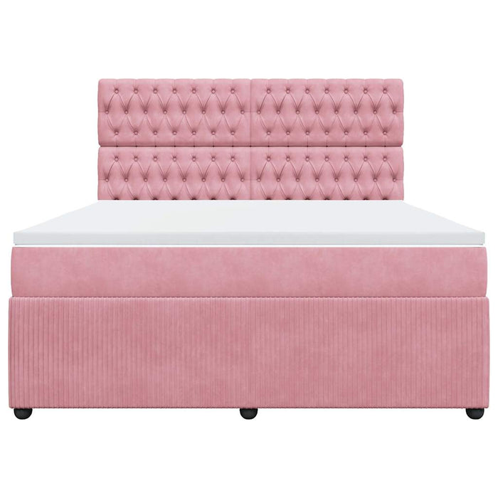 Pat box spring cu saltea, roz, 180x200 cm, catifea - WALTI WALTI