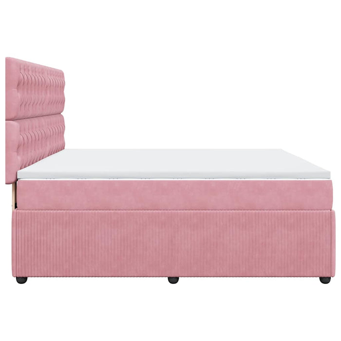 Pat box spring cu saltea, roz, 180x200 cm, catifea - WALTI WALTI