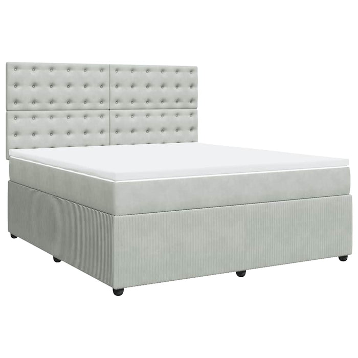 Pat box spring cu saltea, gri deschis, 180x200 cm, catifea - WALTI WALTI