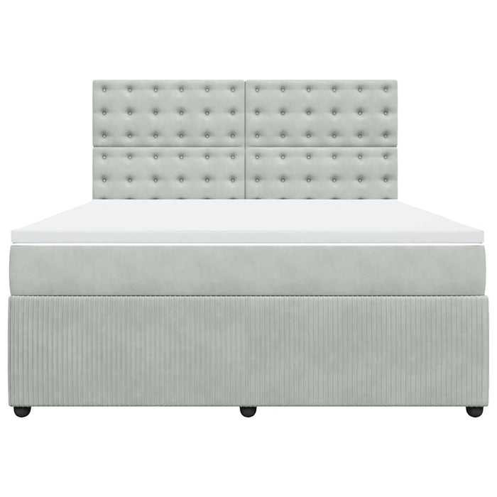 Pat box spring cu saltea, gri deschis, 180x200 cm, catifea - WALTI WALTI