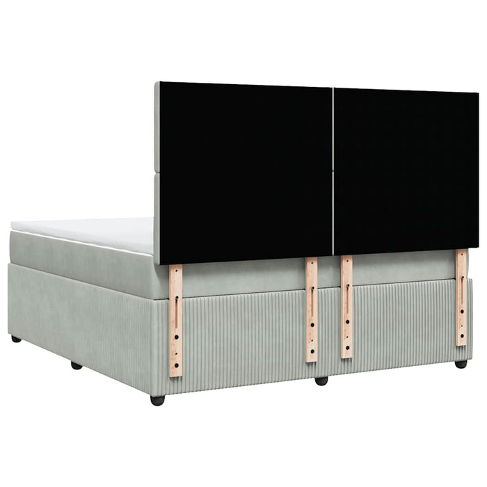 Pat box spring cu saltea, gri deschis, 180x200 cm, catifea - WALTI WALTI