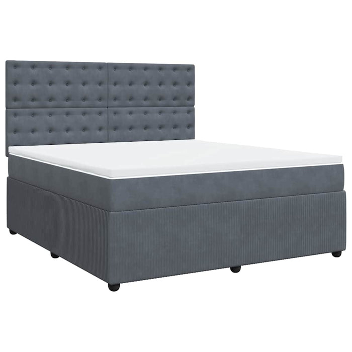 Pat box spring cu saltea, gri închis, 180x200 cm, catifea - WALTI WALTI