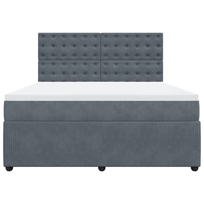 Pat box spring cu saltea, gri închis, 180x200 cm, catifea - WALTI WALTI