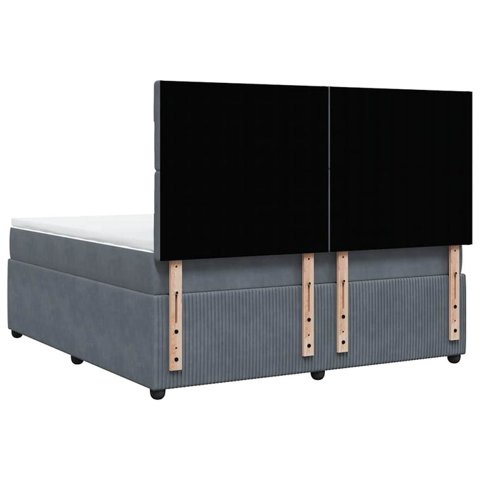 Pat box spring cu saltea, gri închis, 180x200 cm, catifea - WALTI WALTI