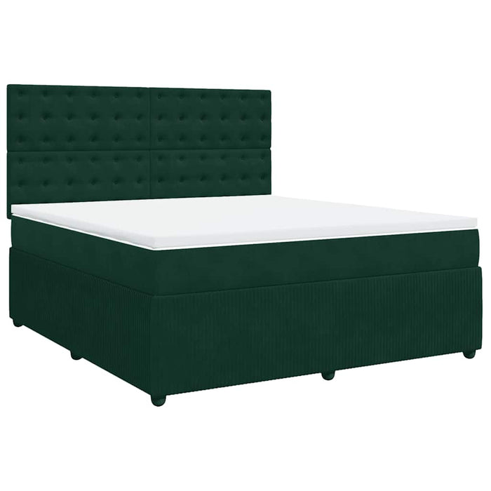 Pat box spring cu saltea, verde închis, 180x200 cm, catifea - WALTI WALTI