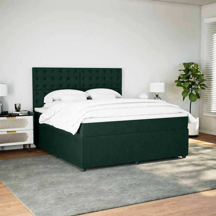 Pat box spring cu saltea, verde închis, 180x200 cm, catifea - WALTI WALTI