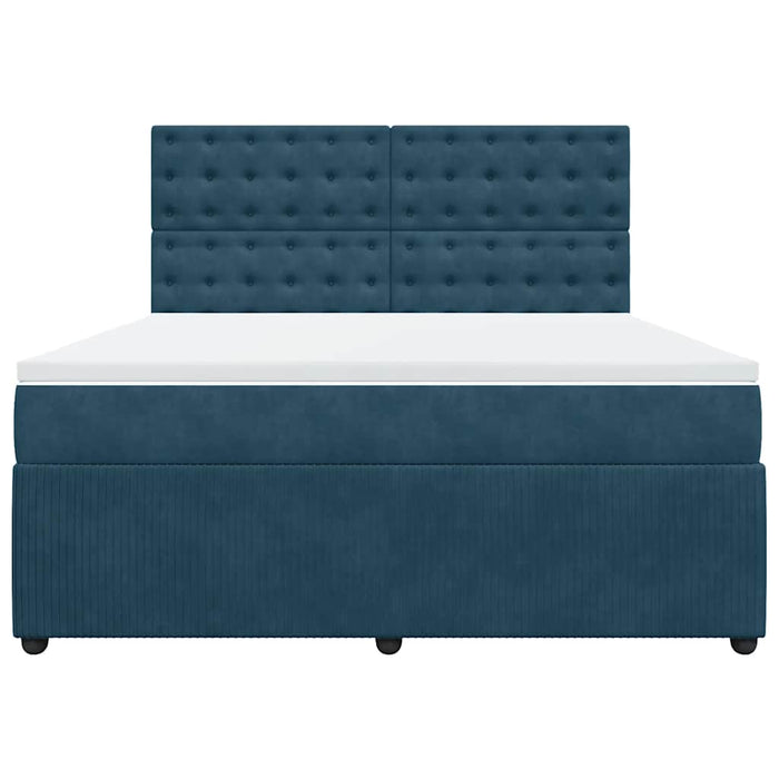 Pat box spring cu saltea, albastru închis, 180x200 cm, catifea WALTI