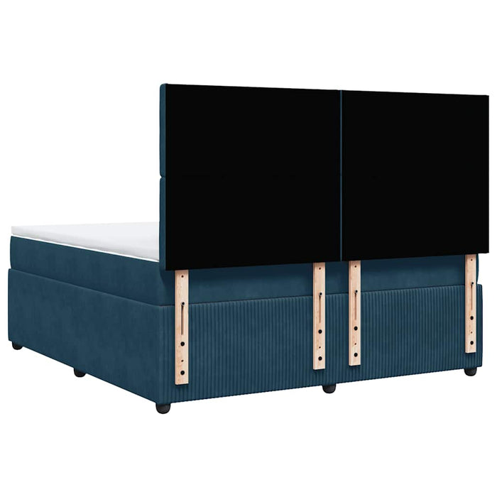 Pat box spring cu saltea, albastru închis, 180x200 cm, catifea WALTI