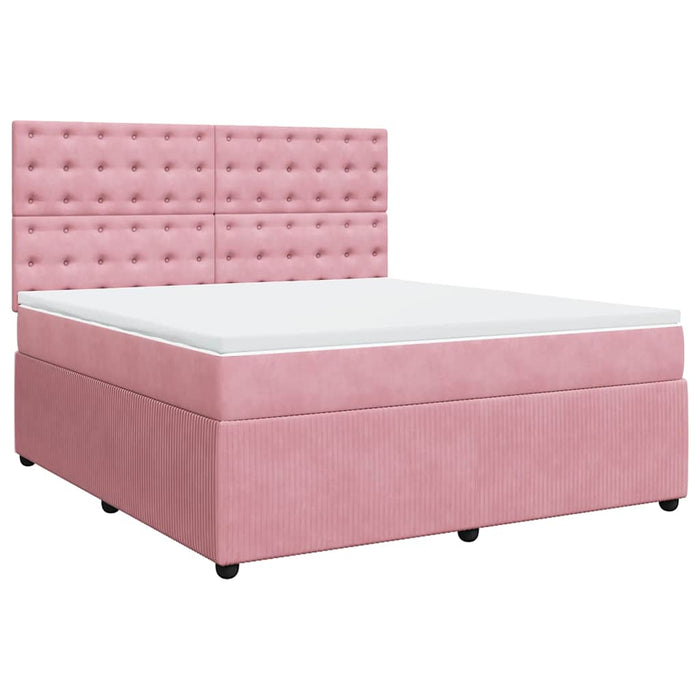 Pat box spring cu saltea, roz, 180x200 cm, catifea - WALTI WALTI