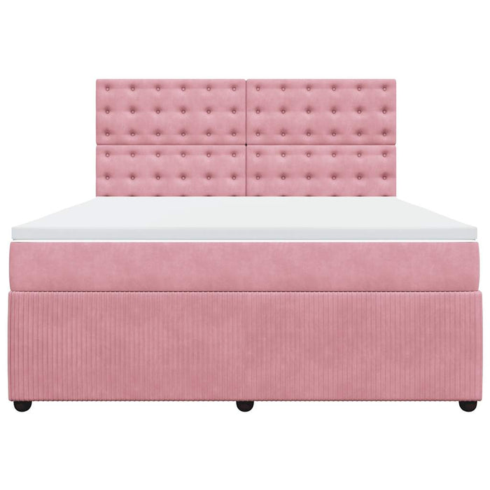 Pat box spring cu saltea, roz, 180x200 cm, catifea - WALTI WALTI
