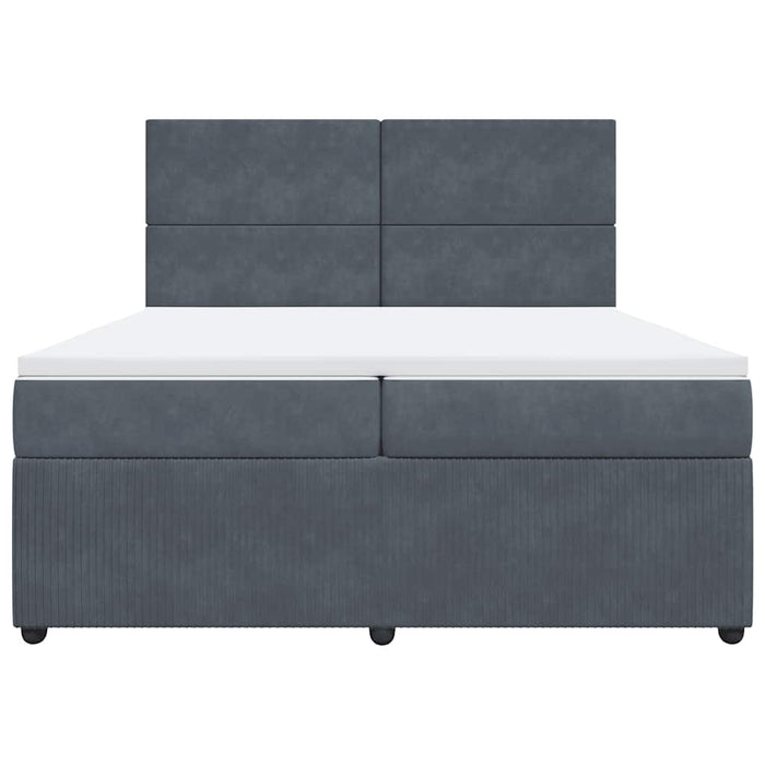 Pat box spring cu saltea, gri închis, 200x200 cm, catifea WALTI