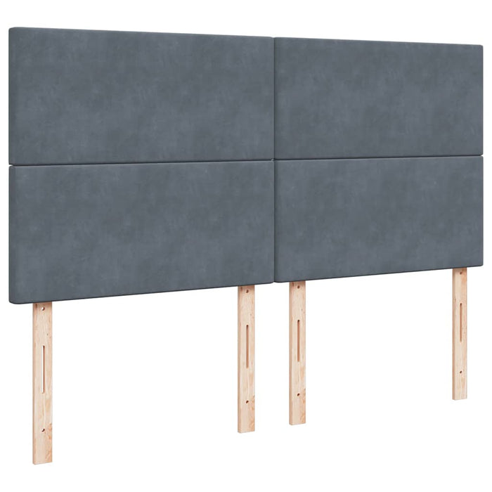 Pat box spring cu saltea, gri închis, 200x200 cm, catifea WALTI