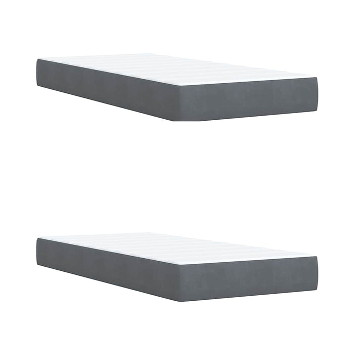 Pat box spring cu saltea, gri închis, 200x200 cm, catifea WALTI