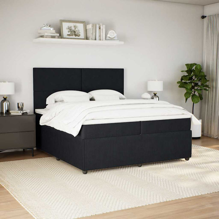 Pat box spring cu saltea, negru, 200x200 cm, catifea - WALTI WALTI