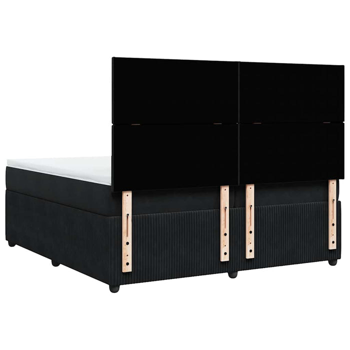 Pat box spring cu saltea, negru, 200x200 cm, catifea - WALTI WALTI