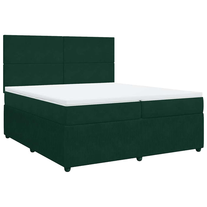 Pat box spring cu saltea, verde închis, 200x200 cm, catifea - WALTI WALTI