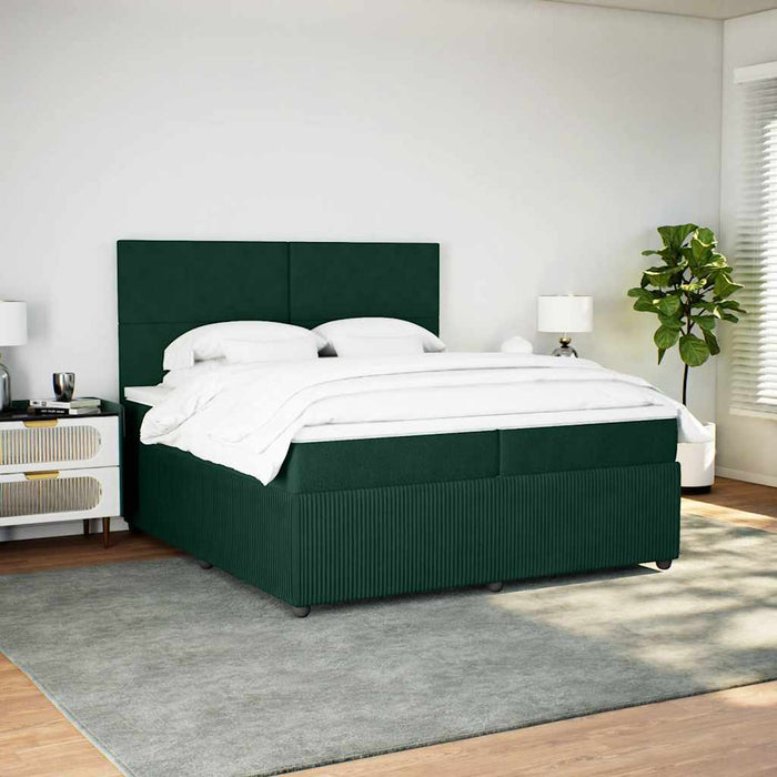 Pat box spring cu saltea, verde închis, 200x200 cm, catifea - WALTI WALTI