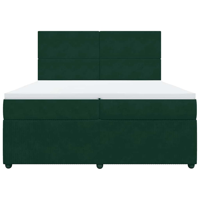 Pat box spring cu saltea, verde închis, 200x200 cm, catifea - WALTI WALTI