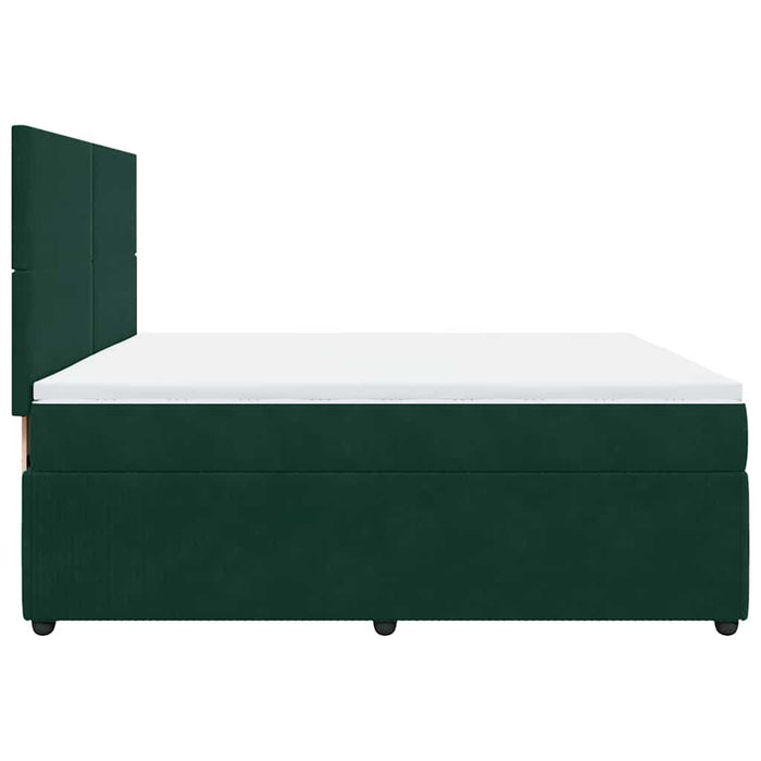 Pat box spring cu saltea, verde închis, 200x200 cm, catifea - WALTI WALTI
