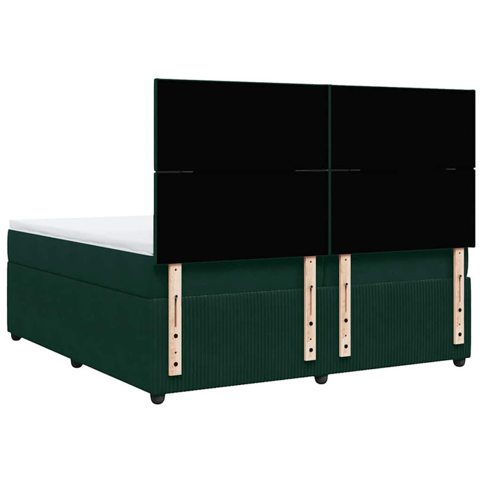 Pat box spring cu saltea, verde închis, 200x200 cm, catifea - WALTI WALTI
