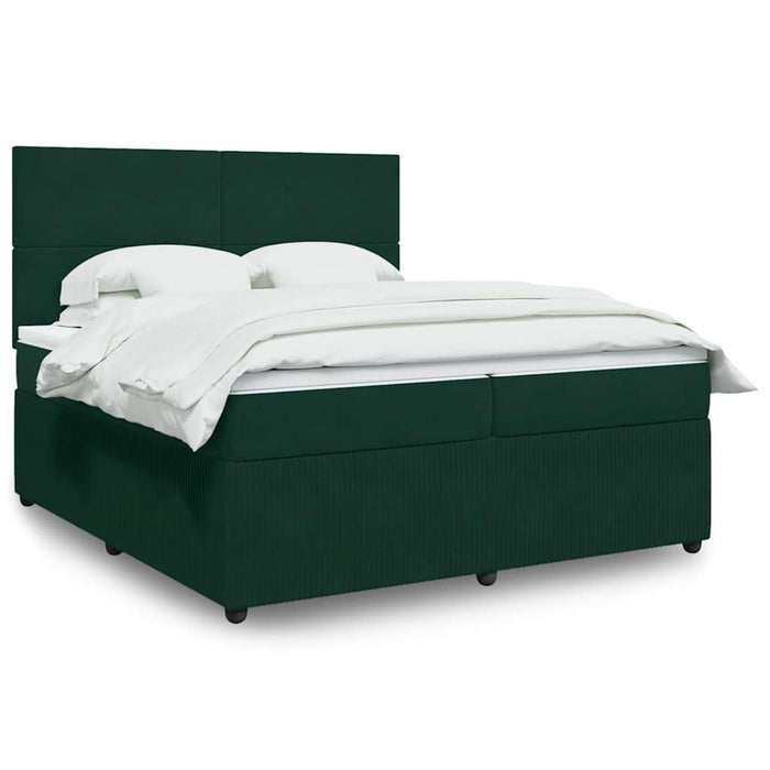 Pat box spring cu saltea, verde închis, 200x200 cm, catifea - WALTI WALTI
