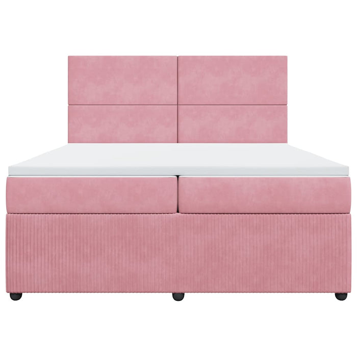 Pat box spring cu saltea, roz, 200x200 cm, catifea - WALTI WALTI