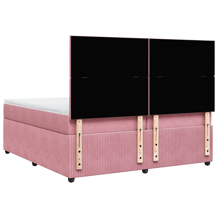 Pat box spring cu saltea, roz, 200x200 cm, catifea - WALTI WALTI