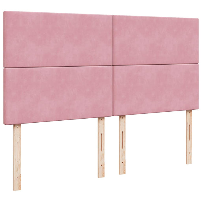Pat box spring cu saltea, roz, 200x200 cm, catifea - WALTI WALTI
