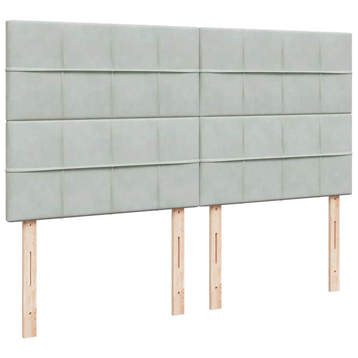 Pat box spring cu saltea, gri deschis, 200x200 cm, catifea - WALTI WALTI