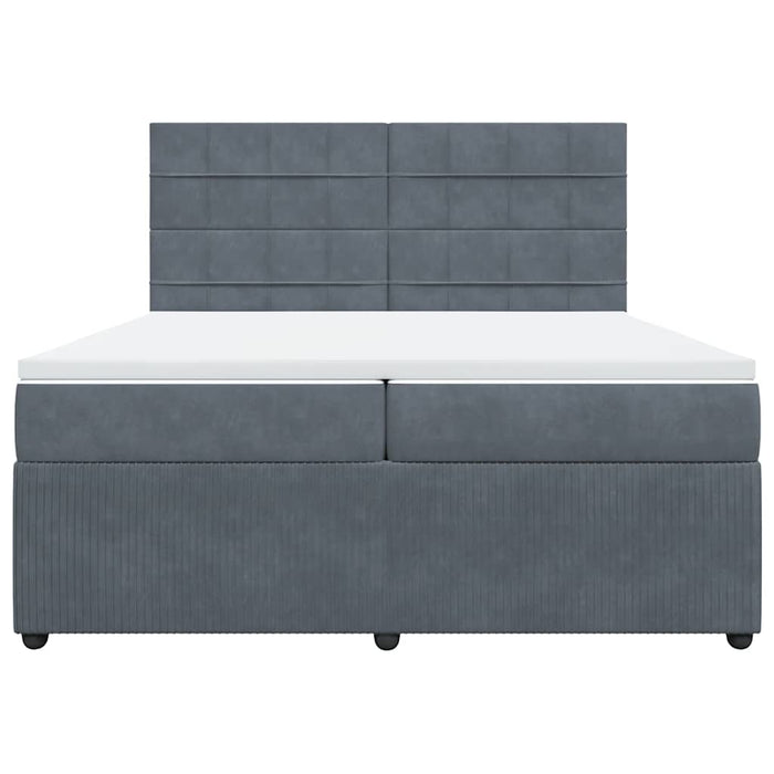 Pat box spring cu saltea, gri închis, 200x200 cm, catifea - WALTI WALTI