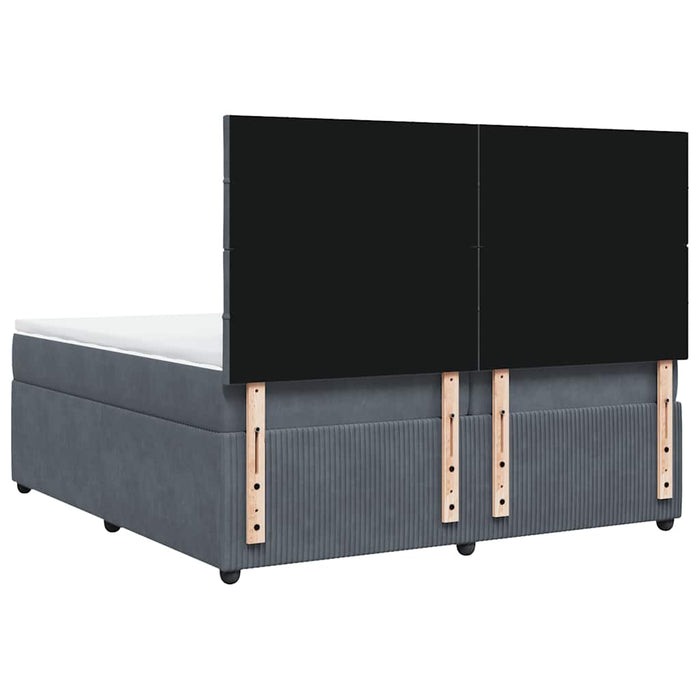 Pat box spring cu saltea, gri închis, 200x200 cm, catifea - WALTI WALTI