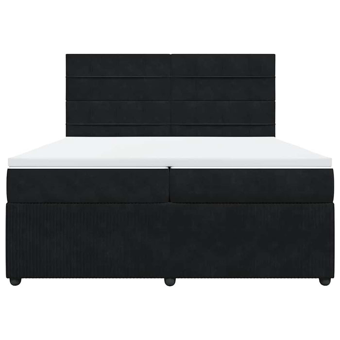 Pat box spring cu saltea, negru, 200x200 cm, catifea WALTI