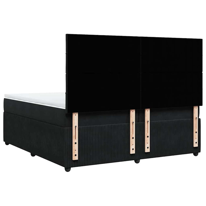Pat box spring cu saltea, negru, 200x200 cm, catifea WALTI