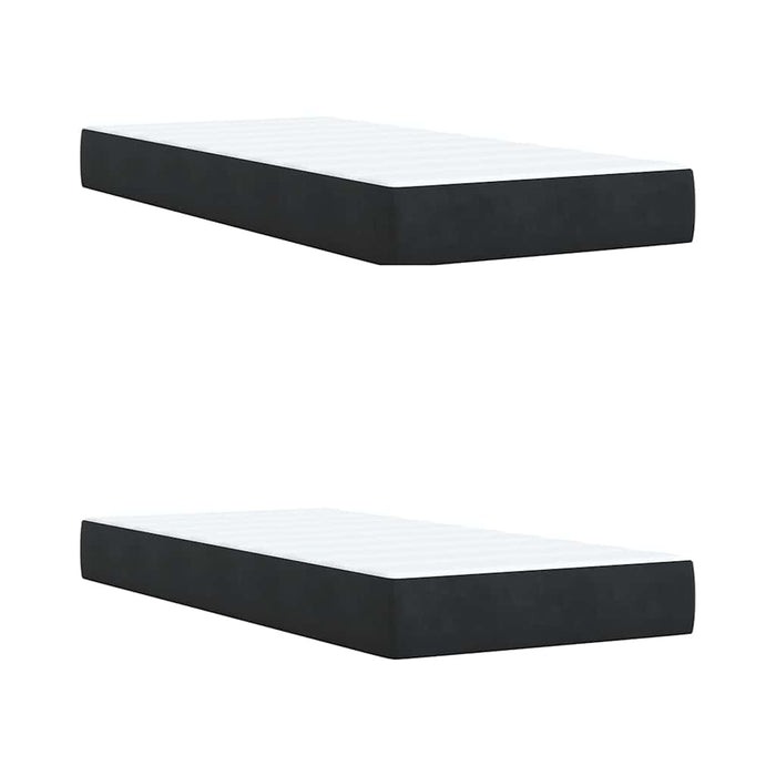 Pat box spring cu saltea, negru, 200x200 cm, catifea WALTI