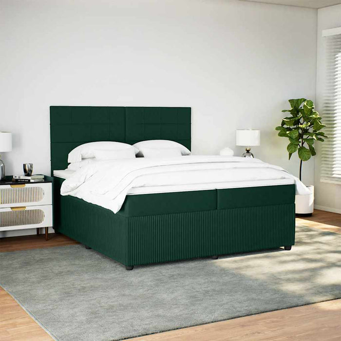 Pat box spring cu saltea, verde închis, 200x200 cm, catifea - WALTI WALTI