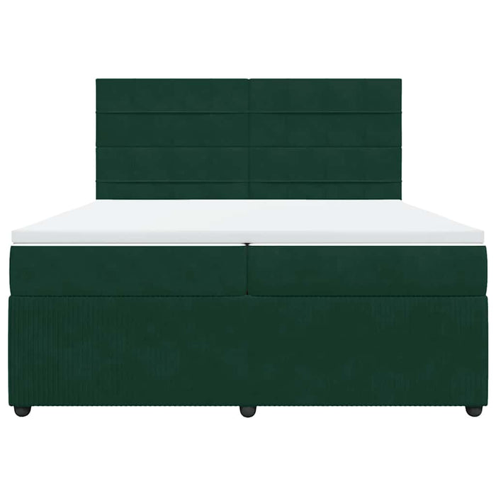Pat box spring cu saltea, verde închis, 200x200 cm, catifea - WALTI WALTI