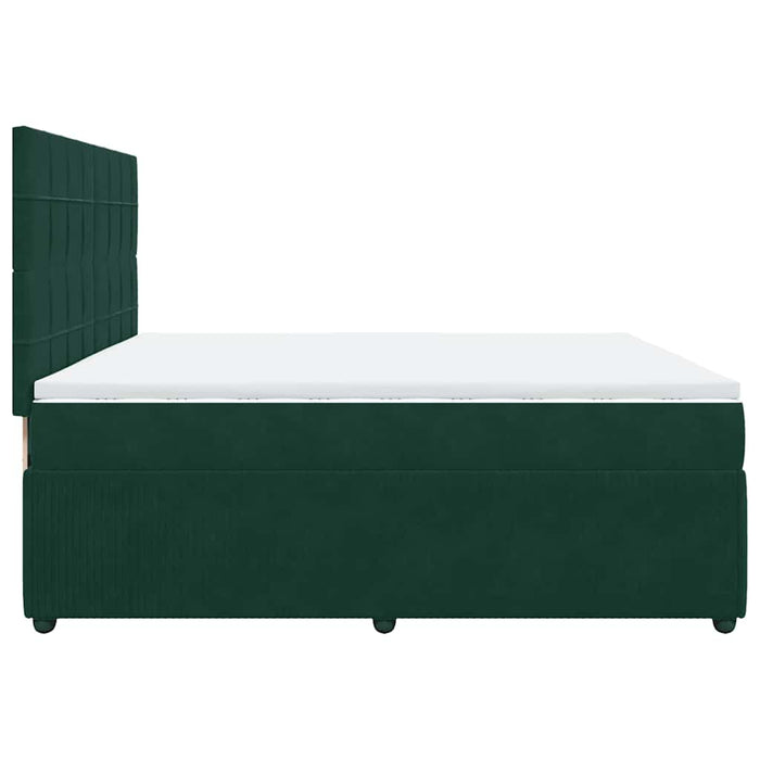 Pat box spring cu saltea, verde închis, 200x200 cm, catifea - WALTI WALTI