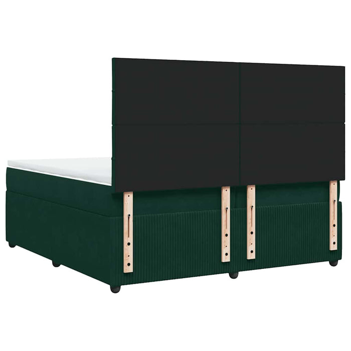 Pat box spring cu saltea, verde închis, 200x200 cm, catifea - WALTI WALTI